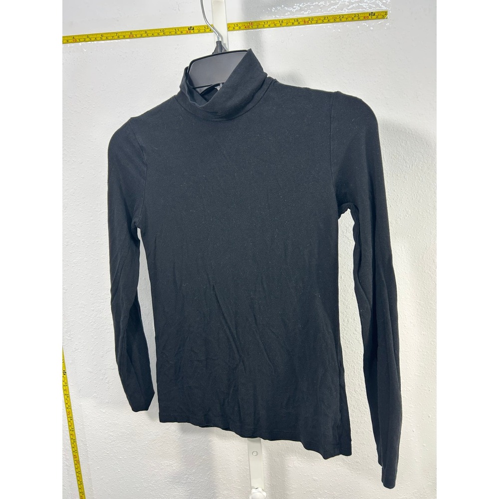 HM‎ Womens Black Long Sleeve Turtleneck Top Slim Fit Jersey Shirt Small